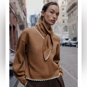 ZARA BANDANA LACE KNIT JUMPER - SCARF SWEATER